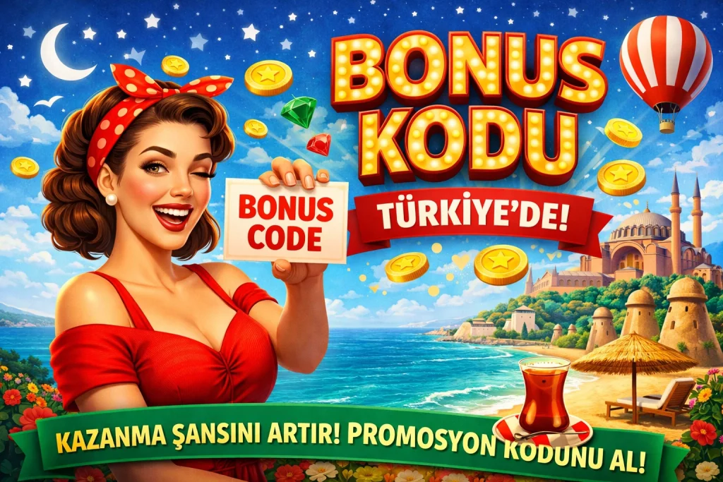 Pin-Up Turkey bonus code banner with casino coins and promo design